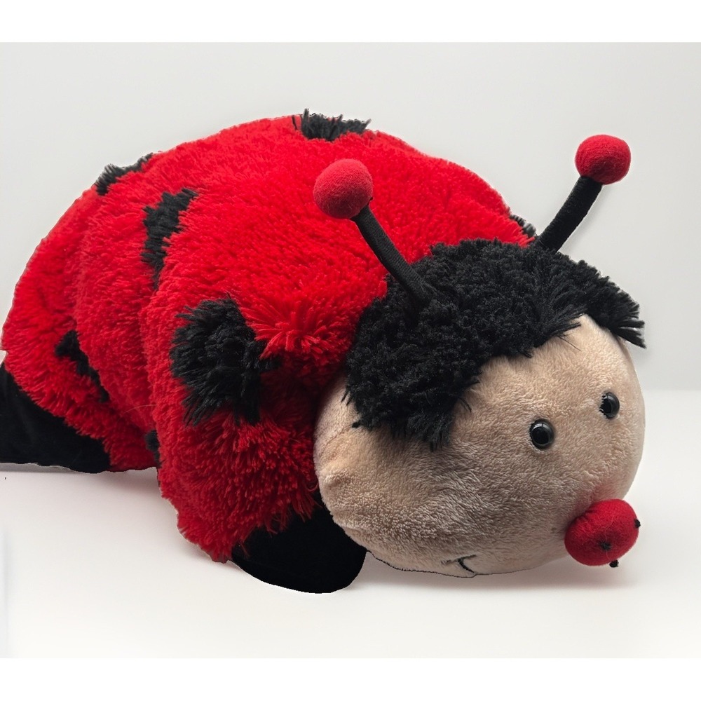 Pillow Pets Ladybug Red Black Lady Bug Soft Stuffed Plush 2010 GUC 17.5 x 18 x 5